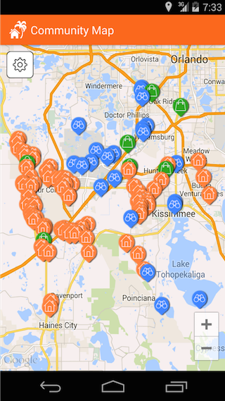 Map of villa communities and attractions