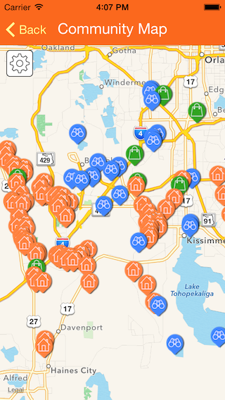 Map of villa communities and attractions